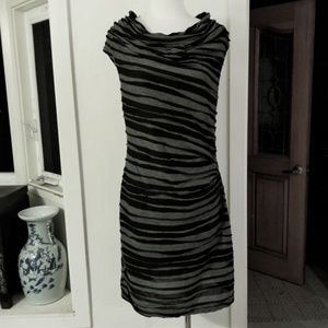 M Studios Zombie Stripe Cowl Jersey Sheath Dress